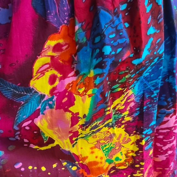 Metropolitan Midi Colorful Button Strap Stretch Ruffle Plus Size Dress 1X - Picture 8 of 12